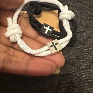 Black and White Knotted Rope Bracelet unisex